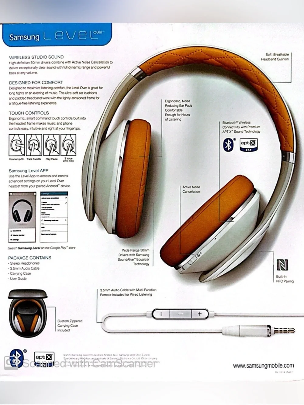 SAMSUNG Level Over EO-AG900BWESTA Premium Bluetooth Over Ear HeadphoneWhite OEM